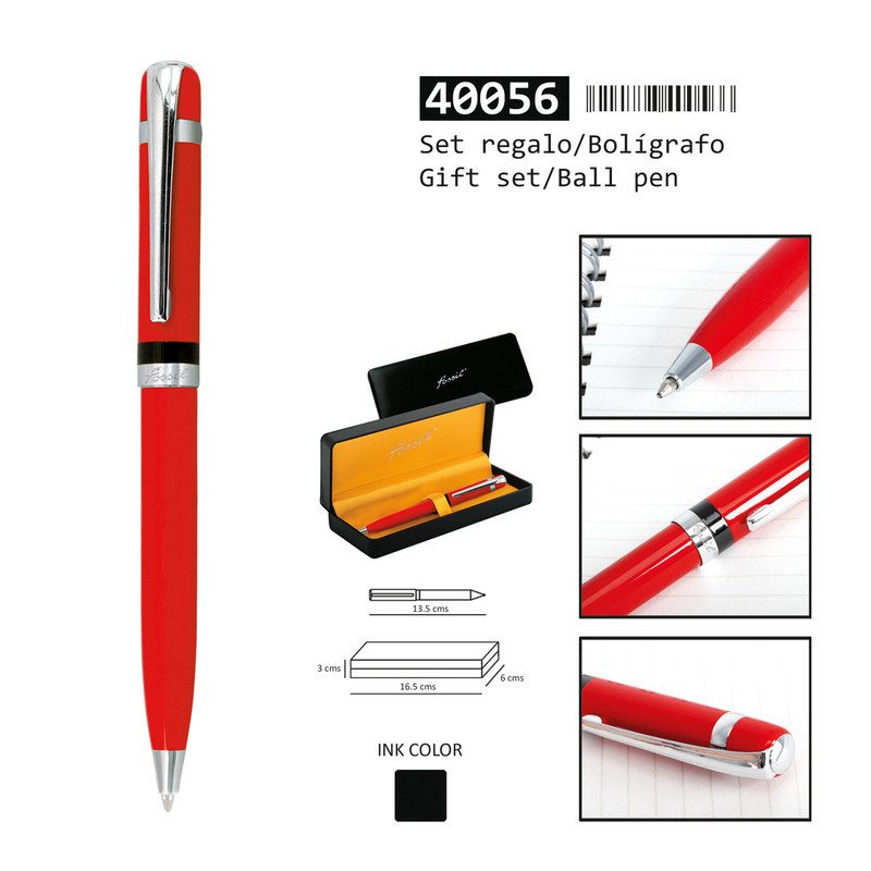 BOLIGRAFO PERONA FOSSIL LACA ROJO CROMO C/ESTUCHE 040056
