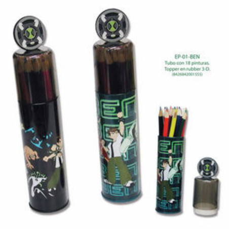 CAJA METAL CYP TUBO BEN 10 18 COLORES EP-02-BEN ^
