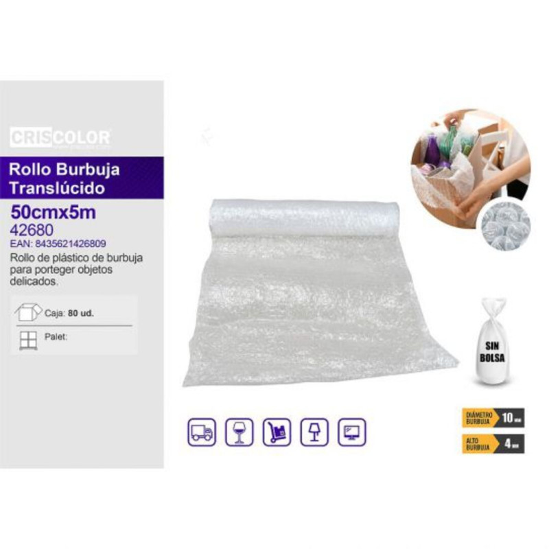 PLASTICO BURBUJAS CRISCOLOR 50*5M UNIDAD 42680