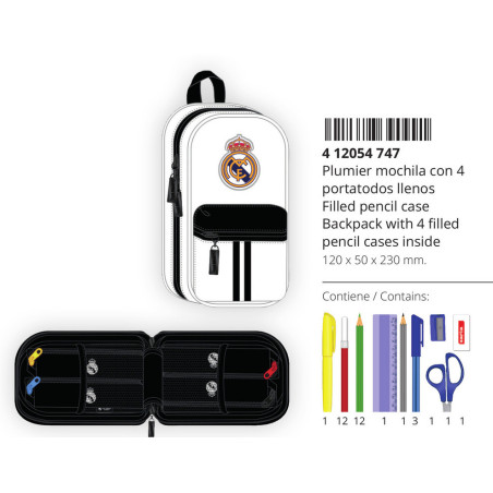 ESTUCHE CREMA MOCHILA C/4 PORT. LLENOS REAL MADRID 1ª EQUIP. 20/21 412054747 23*12 SAFTA22