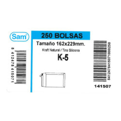 SOBRE SAM BOLSA CUARTILLA KRAFT 162*229 K-5 C/250U