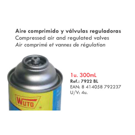 BOTELLA AIRE COMPRIMIDO RECAMBIO AEROGRAFIA BLISTER 7922 WUTO
