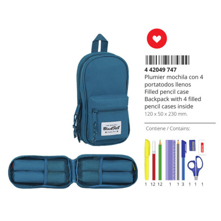 PLUMIER MOCHILA C/4 PORT.LLENOS BLACKFIT8 EGEO SAFTA26 442049747 23X12 UNIDAD