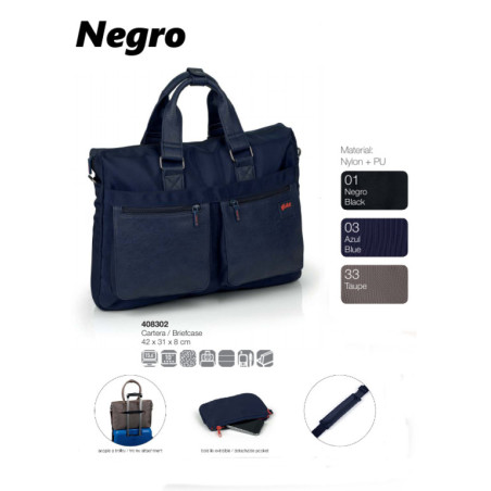 MALETIN PORTATIL 15,6" + IPAD GABOL16 BUSINESS LECCO NEGRO 408302 ^