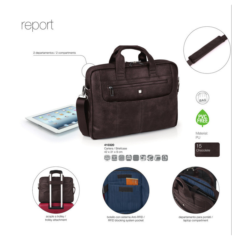 BANDOLERA 2 DEPARTAMENTOS 15,6''/IPAD CHOCOLATE REPORT 410320 15 GABOL18 BUSINESS WINTER