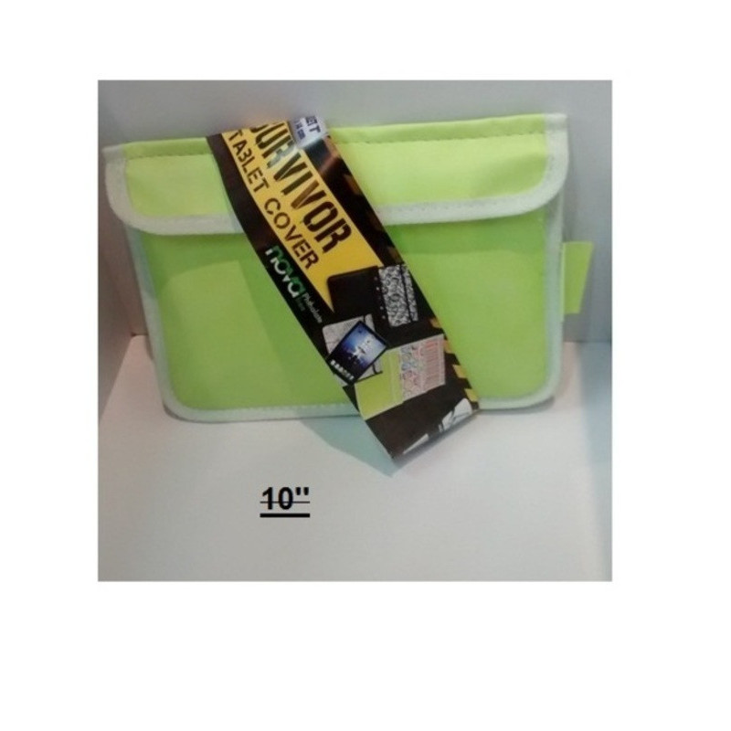 FUNDA TABLET 10" SURVIVOR LISO VERDE LIMA C/CREMALLERA ^