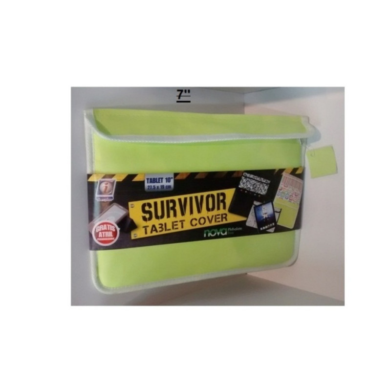 FUNDA TABLET 7" SURVIVOR LISO VERDE LIMA C/CREMALLERA ^