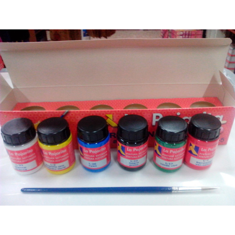 PINTURA 35ML 6 BOTES SURTIDOS C/PINCEL 119097