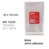 BOLSA POLIPROPILENO CIERRE ADHESIVO  8*12 CM PTE 100U APLI 16220