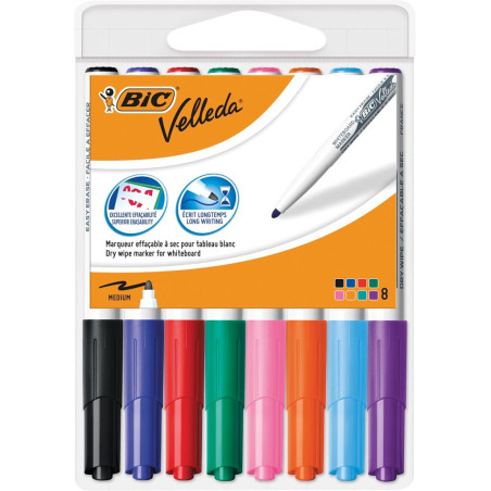 ROTULADOR BIC VELLEDA MEDIUM SURTIDO BLISTER 8U 503844