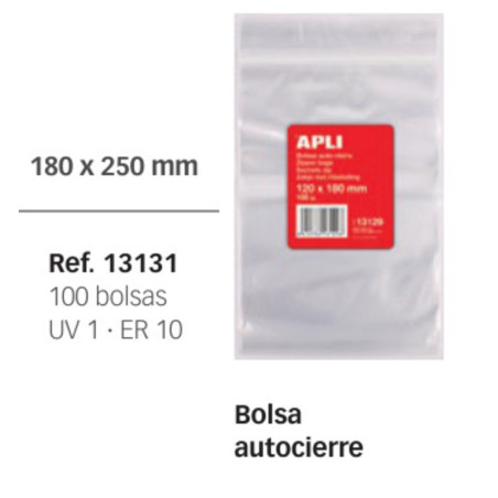 BOLSA AUTOCIERRE 18*25 CM PTE/100U 13131 APLI
