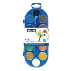 ACUARELA MILAN 12 COLORES 80011 PASTILLA 30MM REF 80011 FACTIS