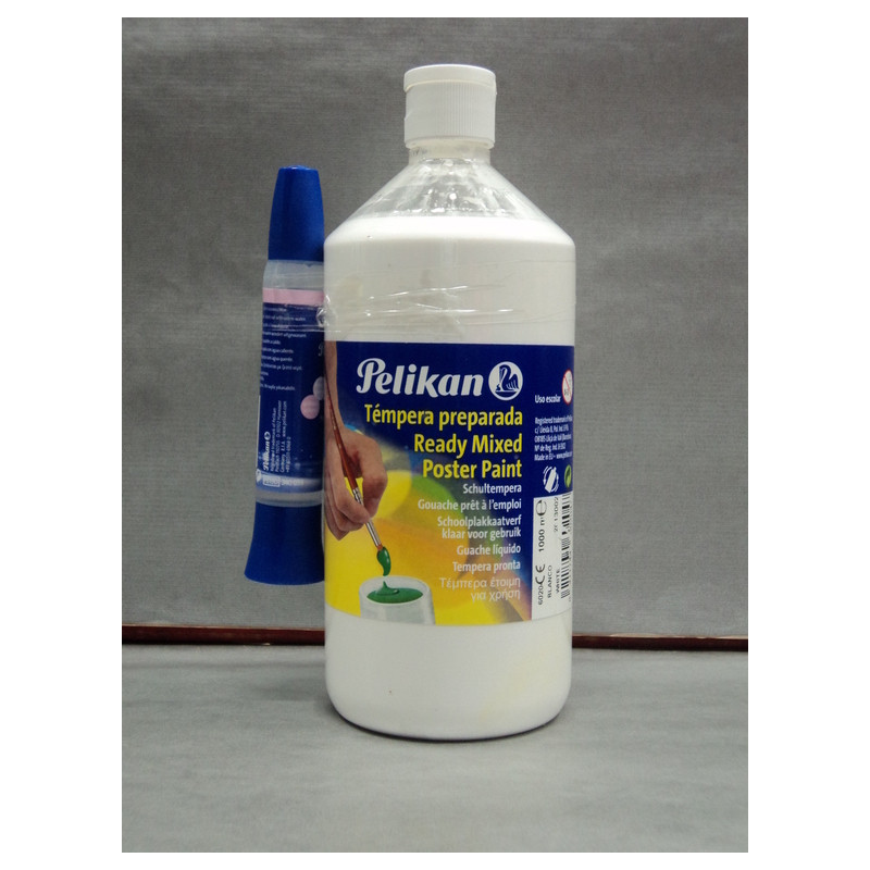 TEMPERA PELIKAN PREPARADA GUACHE 1000ML BLANCO ^