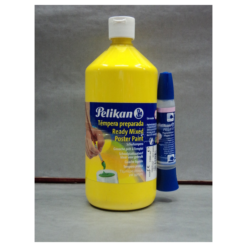 TEMPERA PELIKAN PREPARADA GUACHE 1000ML AMARILLO ^