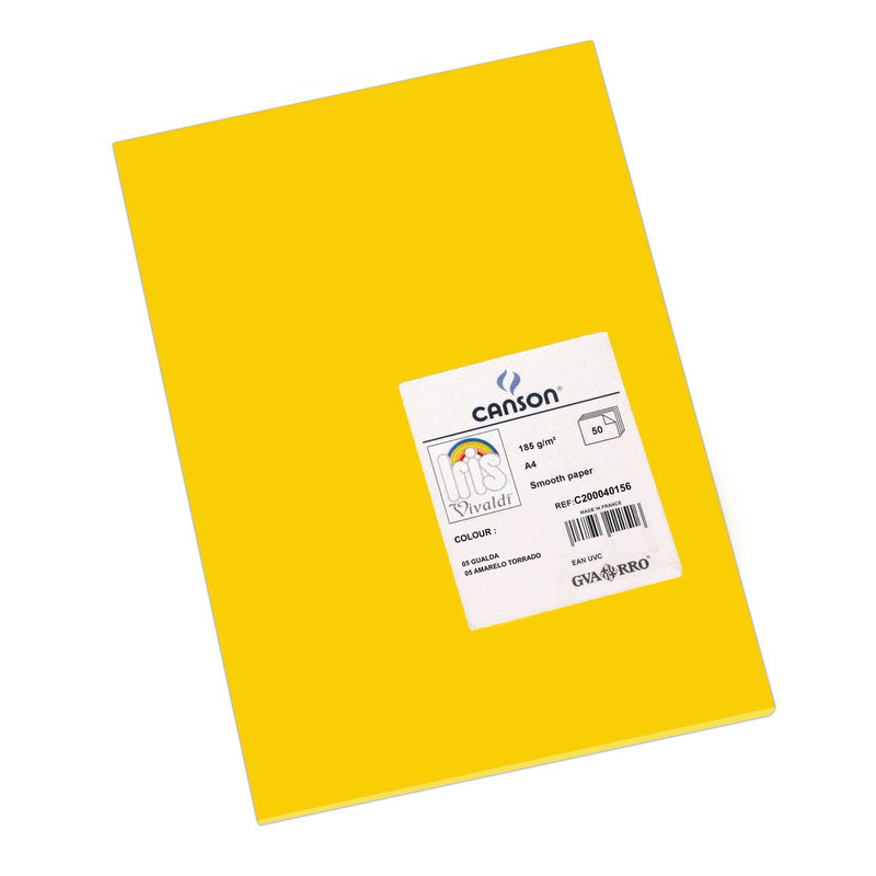 CARTULINA CANSON GUARRO IRIS A-4 AMARILLO GUALDA 05 PTE 50U 200040156