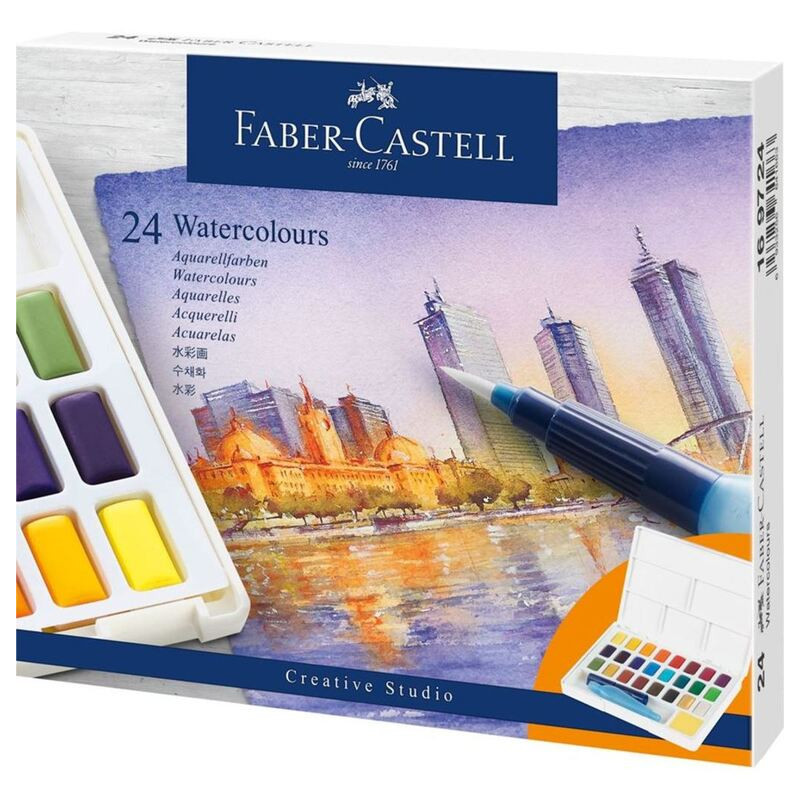 ACUARELA FABER-CASTELL C/24U Y PINCEL ACUARELABLE 169724