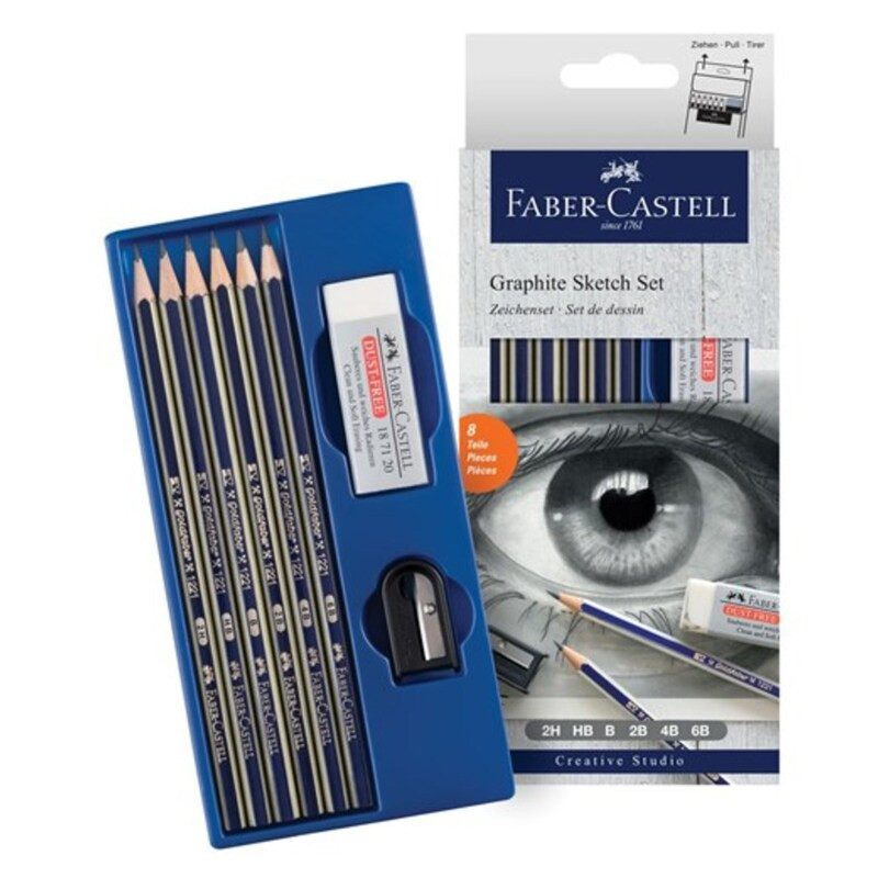 JUEGO FABER-CASTELL CREATIVE STUDIO GRAPHITE SKETCH SET 114000 8 PIEZAS