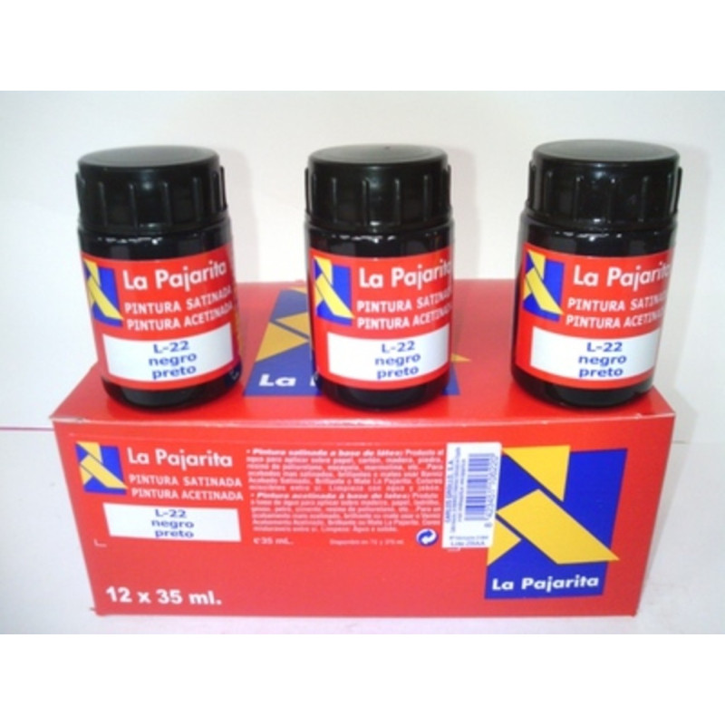 PINTURA PAJARITA 35 ML NEGRO C/6U L-22 110622