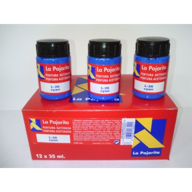 PINTURA PAJARITA 35 ML AZUL CYAN C/6U L-26 118322