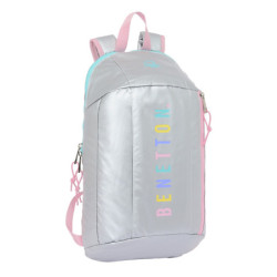 MINI MOCHILA CREMALLERA VERTICAL BENETTON "SILVER" 612353821 SAFTA24