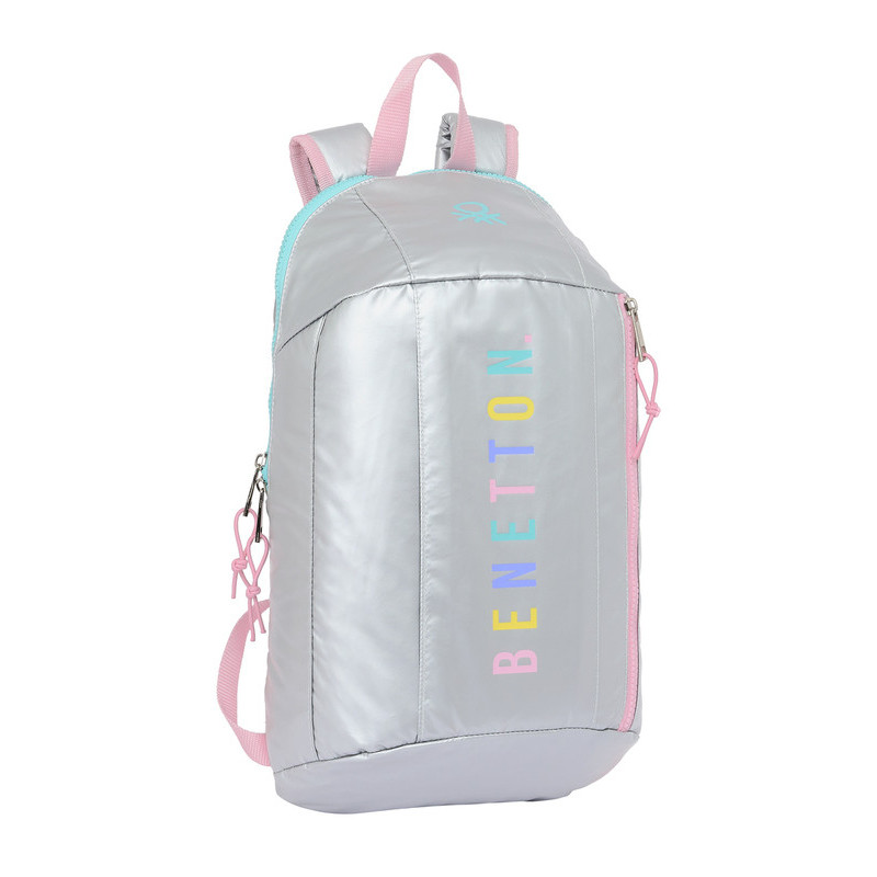 MINI MOCHILA CREMALLERA VERTICAL BENETTON "SILVER" 612353821 SAFTA24