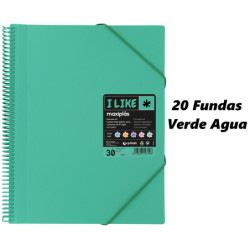 CARPETA ESCAPARATE A4 MAXIPLAS LIKE PASTEL 20F VERDE AGUA 26 GRAFOPLAS 39222026