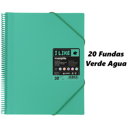 CARPETA ESCAPARATE A4 MAXIPLAS LIKE PASTEL 20F VERDE AGUA 26 GRAFOPLAS 39222026