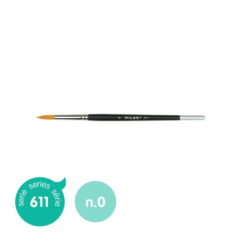 PINCEL MILAN 611 Nº  0 PREMIUM SINTETICO REDONDO MANGO CORTO BLISTER 6U 461100