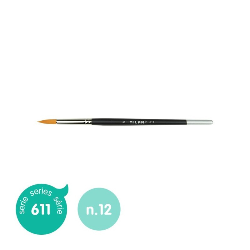 PINCEL MILAN 611 Nº 12 PREMIUM SINTETICO REDONDO MANGO CORTO BLISTER 3U 461112