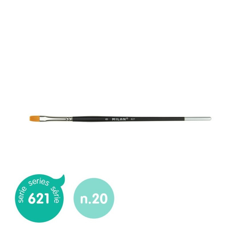 PINCEL MILAN 621 Nº 20 PREMIUM SINTETICO PLANO MANGO CORTO BLISTER 4U 462120