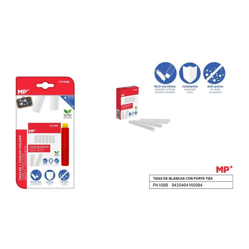 PORTATIZAS PLASTICO Y CAJA 12 TIZAS BLANCAS MADRID PAPEL PA168B