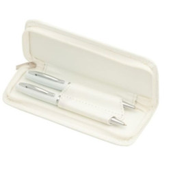 JUEGO BOLI LAPIZ FINIT POLIPIEL METAL C/ESTUCHE COLOR BLANCO 3649-01 DISPLAST