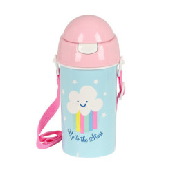 BOTELLA 500ML APERTURA AUTOM. CON PAJITA GLOWLAB KIDS "NUBE" 312223899 19,5*7,3 SAFTA22