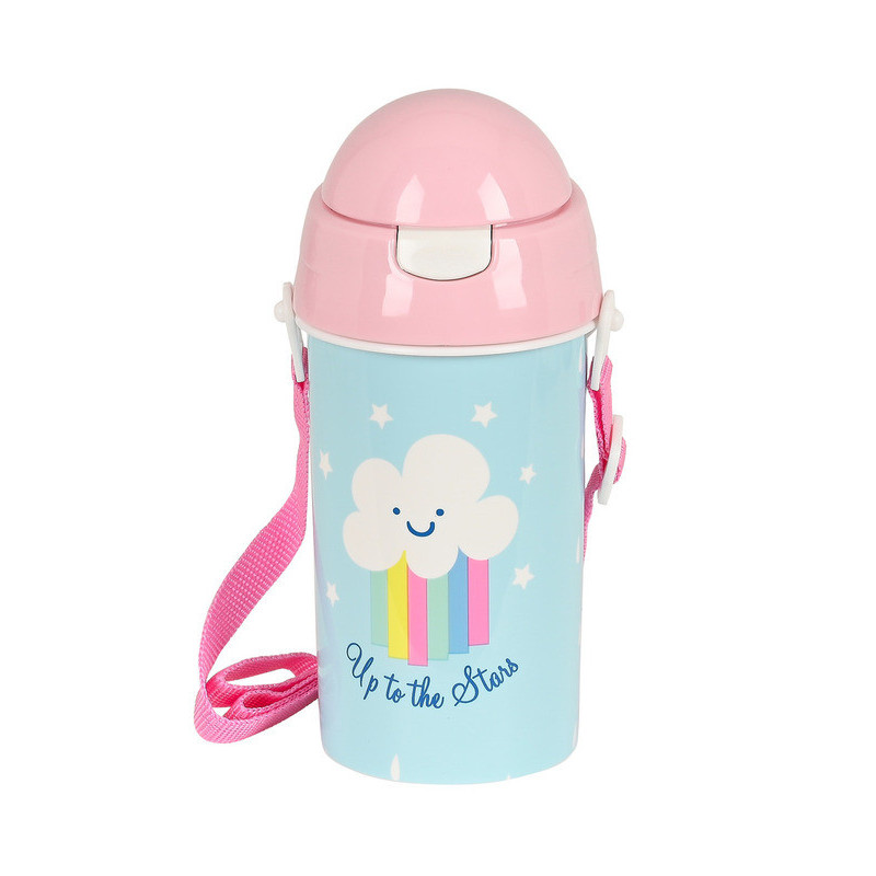 BOTELLA 500ML APERTURA AUTOM. CON PAJITA GLOWLAB KIDS "NUBE" 312223899 19,5*7,3 SAFTA22
