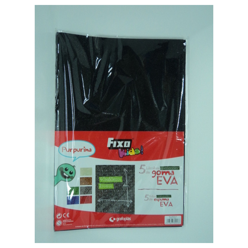 LAMINA EVA 2MM 40*60 PURPURINA NEGRO PTE 5U 210