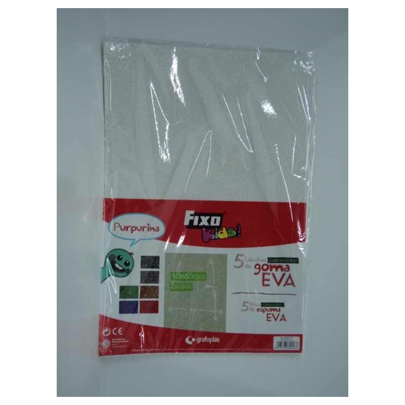 LAMINA EVA 2MM 40*60 PURPURINA BLANCO PTE 5U REF 396