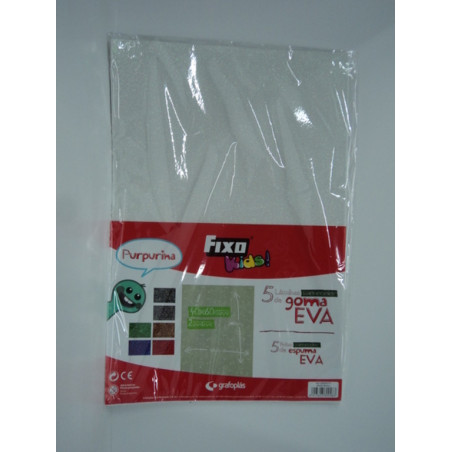 LAMINA EVA 2MM 40*60 PURPURINA BLANCO PTE 5U REF 396