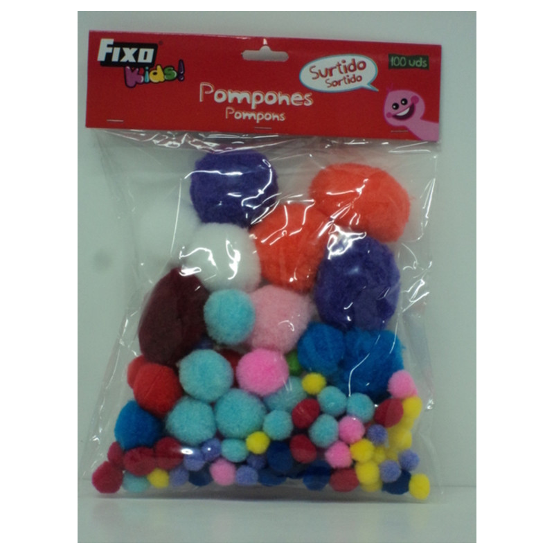 POMPON FIXO FIELTRO BOLA SURTIDA COLORES SURTIDOS B/100U  68012700 GRAFOPLAS