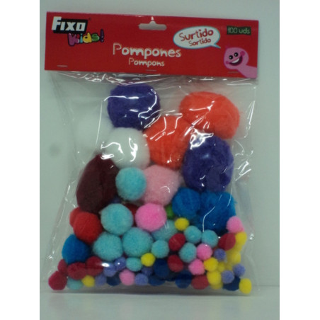 POMPON FIXO FIELTRO BOLA SURTIDA COLORES SURTIDOS B/100U  68012700 GRAFOPLAS