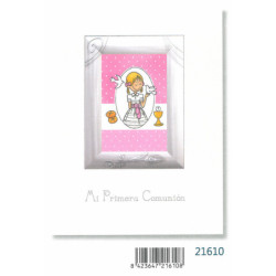 LIBRO COMUNION EDICROMO PORTARRETRATOS ALUMINIO NATURAL NIÑA ROSA 21610