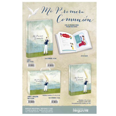 LIBRO COMUNION + MALETIN ARGU IMITACION ESPIGA NIÑO 41594