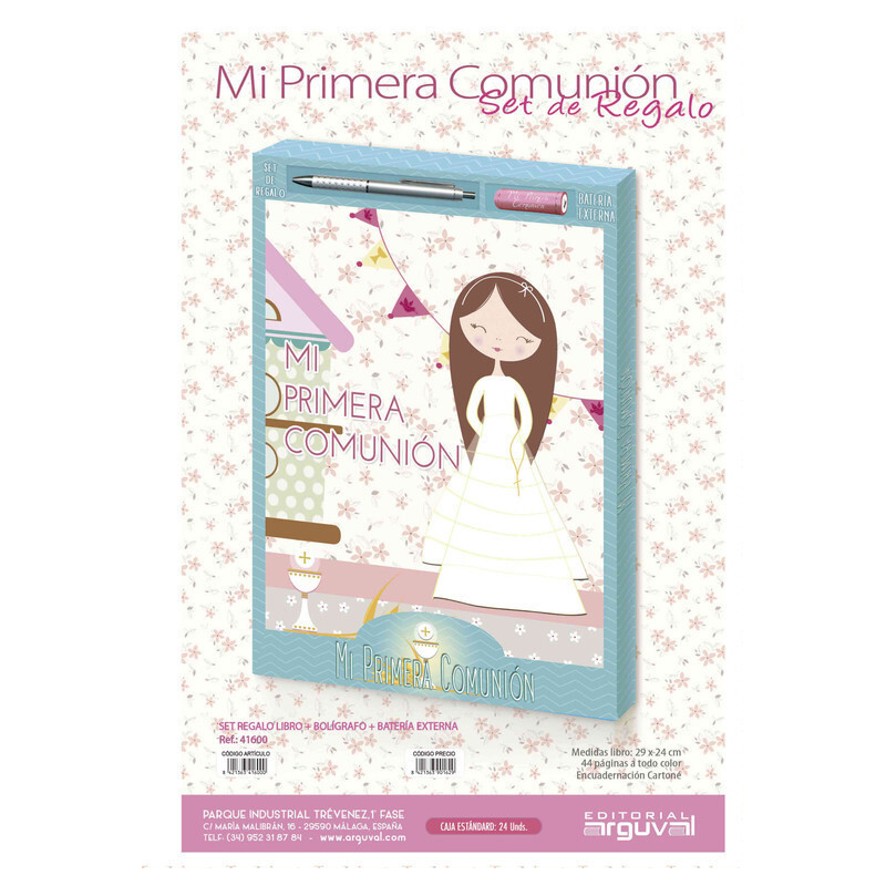 LIBRO COMUNION +BOLIGRAFO + BATERIA ARGU IMITACION CASITA NIÑA 41600