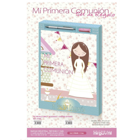 LIBRO COMUNION +BOLIGRAFO + BATERIA ARGU IMITACION CASITA NIÑA 41600