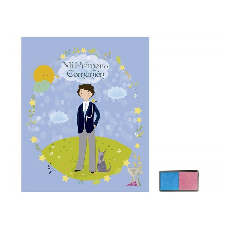 LIBRO COMUNION ARGU IMITACION C/TAMPON PARA HUELLAS NIÑO PERRO 42563