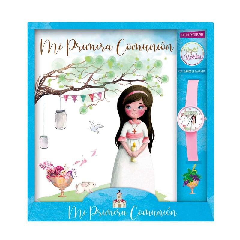 LIBRO COMUNION ARGU IMITACION CALIZ NIÑA ARBOL C/RELOJ 44155