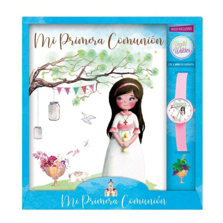 LIBRO COMUNION ARGU IMITACION CALIZ NIÑA ARBOL C/RELOJ 44155
