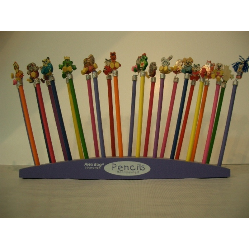 LAPIZ AB DECORADO MADERA ANIMALES ^