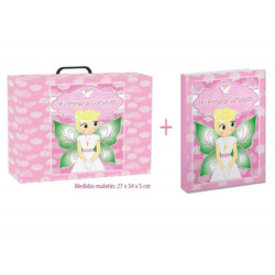 LIBRO COMUNION ARGU IMITACION C/MALETIN NINFA NIÑA ROSA 39970