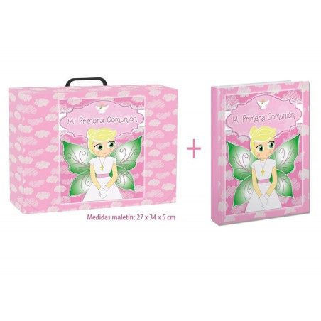 LIBRO COMUNION ARGU IMITACION C/MALETIN NINFA NIÑA ROSA 39970