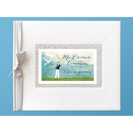 LIBRO COMUNION ARGU IMITACION LISO APAISADO LAZO NIÑO 42346